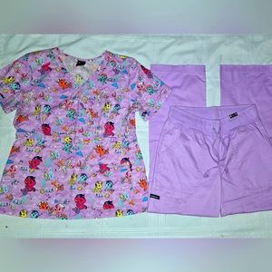 Koi Tokidoki Scrub Set in Lavender Large (medium) Top & Small Pants